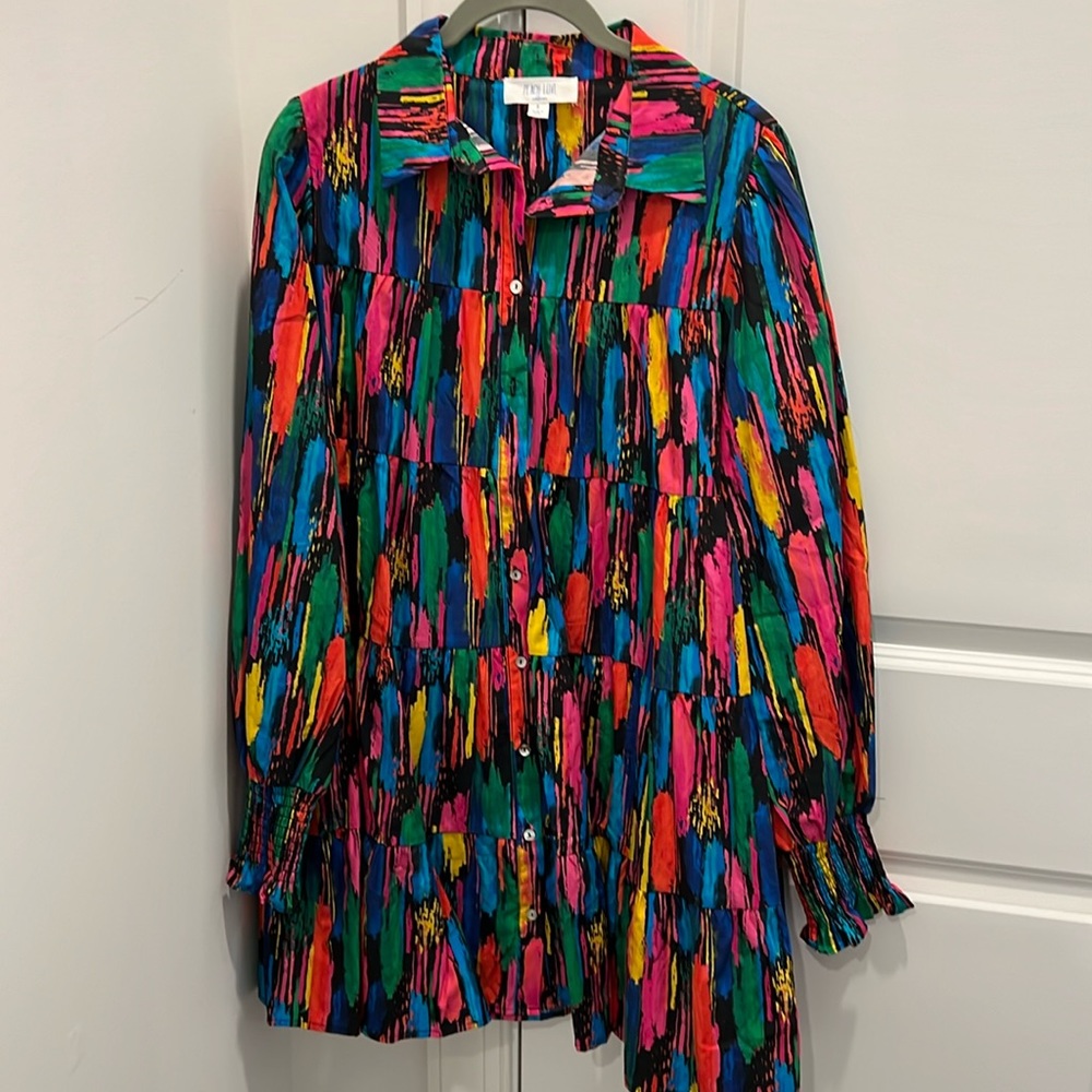 Multi colored long sleeve mini dress. Size small